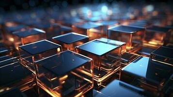 Modern digital abstract 3D background. Can be used in the description of network abilities, technological processes. ai generated photo