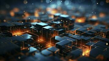 Modern digital abstract 3D background. Can be used in the description of network abilities, technological processes. ai generated photo
