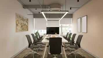 Collaborative Spaces Fostering Teamwork in Office Interiors 3D rendering photo