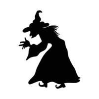 mítico caracteres para Víspera de Todos los Santos. magia hembra en bruja sombrero. espantoso pegatina. vector ilustración contorno de de miedo personaje.