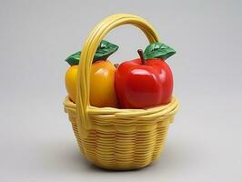 Two orange and red apples in a basket on white background, world food day images photo