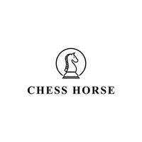 negro ajedrez caballo Caballero pedazo silueta logo diseño con circulo vector