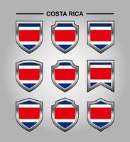 Costa Rica National Emblems Flag and Luxury Shield vector