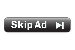 Skip Ad button. Video block icon for advertising. App template for interface. Vector