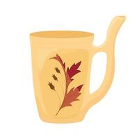 Mug for drinking from the healing thermal springs in Karlovy Vary. Vector illustration. Isolated on white background.  A resort for the treatment of gastrointestinal diseases and health care