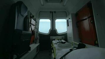 View inside of driving empty ambulance car video