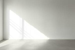 An empty room with a soft shadow on the white wall coming from the window, Generative AI photo