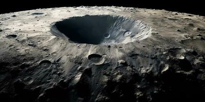 Generative AI, another alien planet surface relief, moon crater. Space background photo