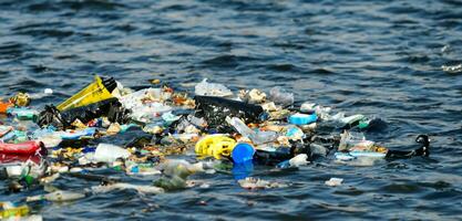 Seaside Garbage Floating Garbage Water Pollution Global Warming background photo