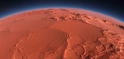 Mars surface mountains on mars background red planet photo
