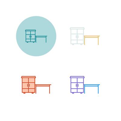 Table with Shelves Vector Icon