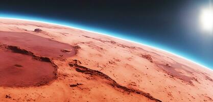 Mars surface mountains on mars background red planet photo