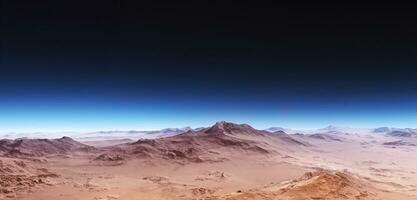 Mars surface mountains on mars background red planet photo