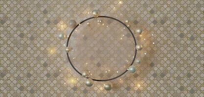 circular vaso marco para mensajes y imágenes con rosario y perlas alrededor moderno decorativo antecedentes 3d ilustración foto
