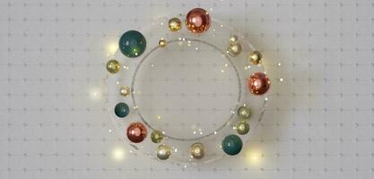 circular vaso marco para mensajes y imágenes con rosario y perlas alrededor moderno decorativo antecedentes 3d ilustración foto