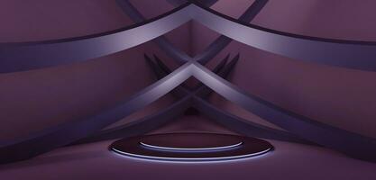 podium background stage curved podium background circle laser round stage and light dark abstract base StageCurves 3D illustration photo