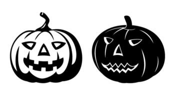 Halloween Pumpkins Silhouettes. Vector cliparts isolated on white.