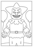 scary clown halloween coloring page vector