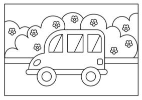 transportation vehicle drawing coloring book page vector