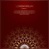 Red background with golden mandala ornament vector