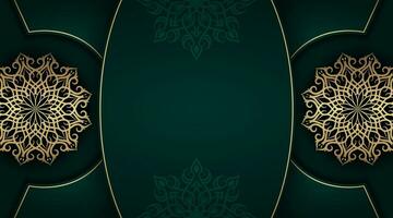 Green background with ornamental mandala vector
