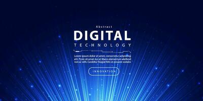 Digital technology speed connect blue background, cyber nano information, abstract communication, innovation future tech data, internet network connection, Ai big data, line dot illustration 3d vector