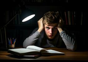 un estudiante sentado a un escritorio, mundo estudiantes día imágenes foto