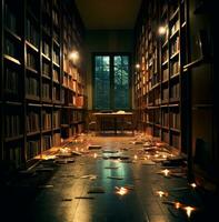 A long exposure shot of a library at night, world students day images photo