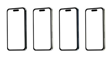 New smartphone 15 PRO, modern smartphone gadget, set of 4 pieces in new original colors - Vector