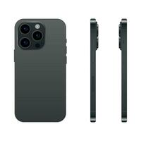 New black TITANIUM smartphone model 15 PRO, mockup template on white background - Vector