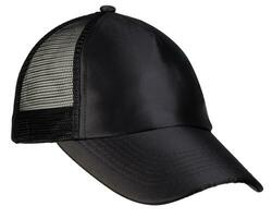 Angled View of Black Mesh Sports Cap Isolated photo