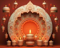 With two large candles and happy diwali, diwali stock images and illustrations photo