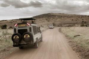 Jeep safari in Maasai Mara National Park Kenya photo