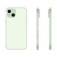 New green smartphone model 15, mockup template on white background - Vector photo
