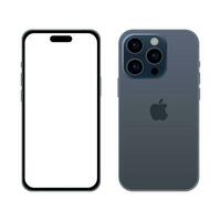 nuevo azul titanio modelo de manzana iphone 15 Pro teléfono inteligente, Bosquejo modelo en blanco antecedentes - vector