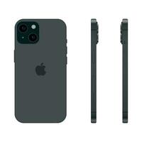 nuevo negro modelo de manzana iphone 15 teléfono inteligente, Bosquejo modelo en blanco antecedentes - vector