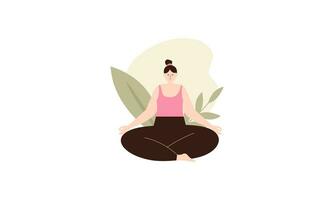 Tranquil woman meditating outdoor vector isolated illustration