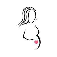 pregnant silhouette design. line woman and baby sign and symbol. vector