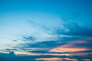 sunset sky background concept view above the horizon Evening sunset sky and morning sunrise. Country house. Empty beautiful sky. Landscape. photo