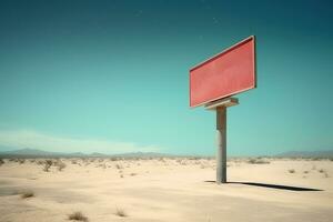 Generative AI, vintage empty sing or billboard in the desert of alien planet, in the space photo