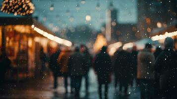 generativo ai, Navidad justa borroso fondo, invierno calle mercado en Europa foto