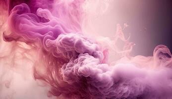 Generative AI, Flowing light pink, viva magenta smoke with splashes. Soft fluid banner, spring female mood, 3D effect, modern macro realistic abstract background illustration, ink in water effect photo