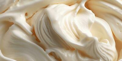 Generative AI, vanilla ice cream surface, close up texture of white ice cream like background. photo