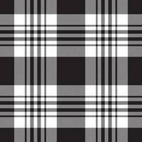 Plaid seamless pattern in black white. Check fabric texture. Vector textile print.