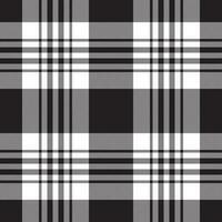 Plaid seamless pattern in black white. Check fabric texture. Vector textile print.