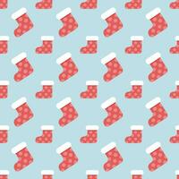 Cute Red socks Seamless pattern background for Christmas day. Gift wrapping paper and festive background. Vector illustration.