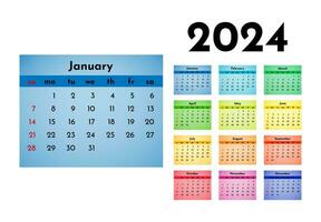 Calendar for 2024 isolated on a white background vector