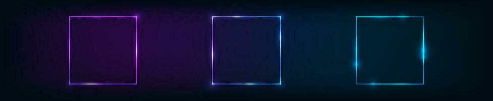 Neon square frame with shining effects vector