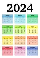 Calendar for 2024 isolated on a white background vector