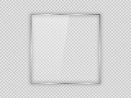 Glass plate in square frame isolated on background. Vector illustration.